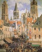 Camille Pissarro The Old Market-Place in Rouen and the Rue de I-Epicerie France oil painting artist